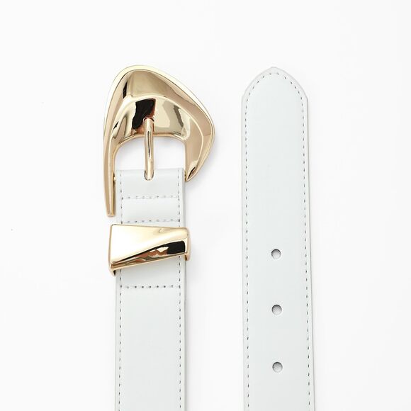 9828 White Leather Belt For Women Casual Fashion Belts With Stylish Gold main image 4